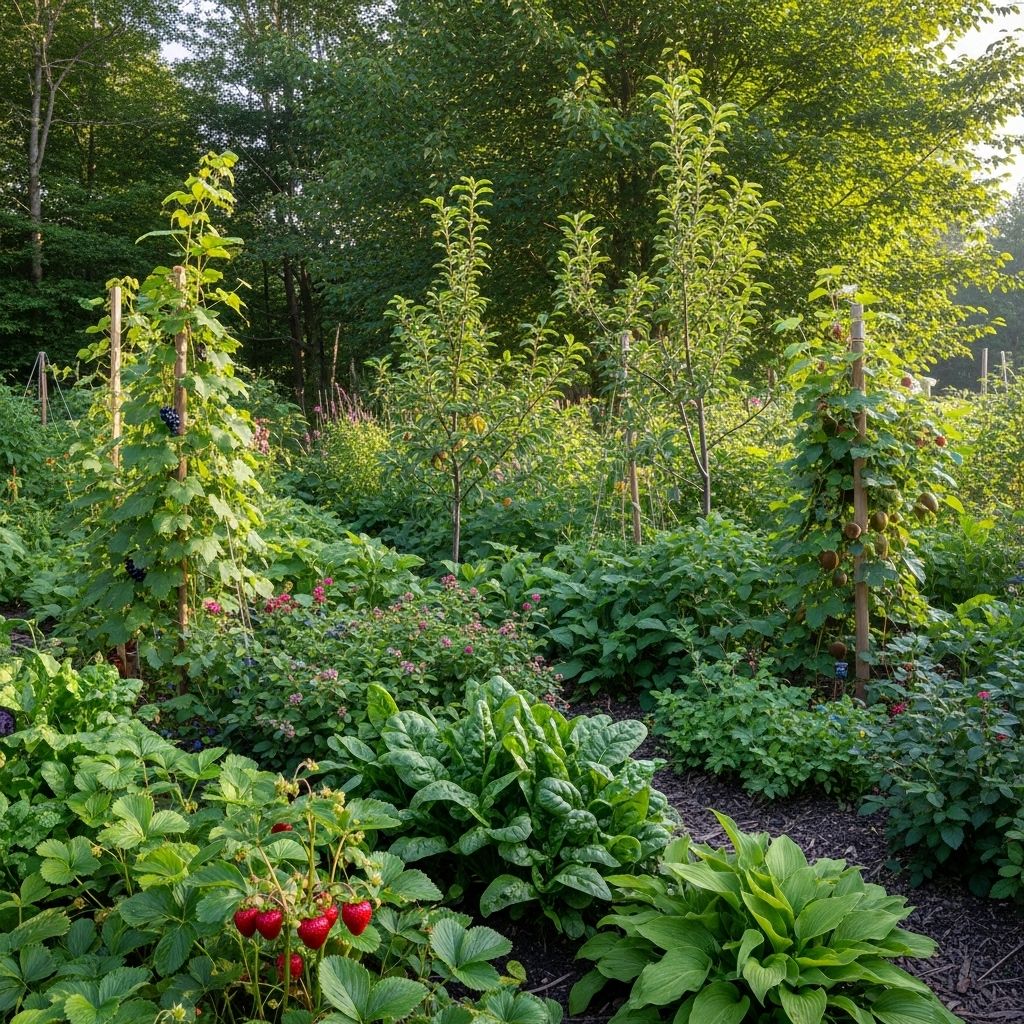 Discover how a forest garden can yield abundant, edible crops with just a few hours of maintenance each month.