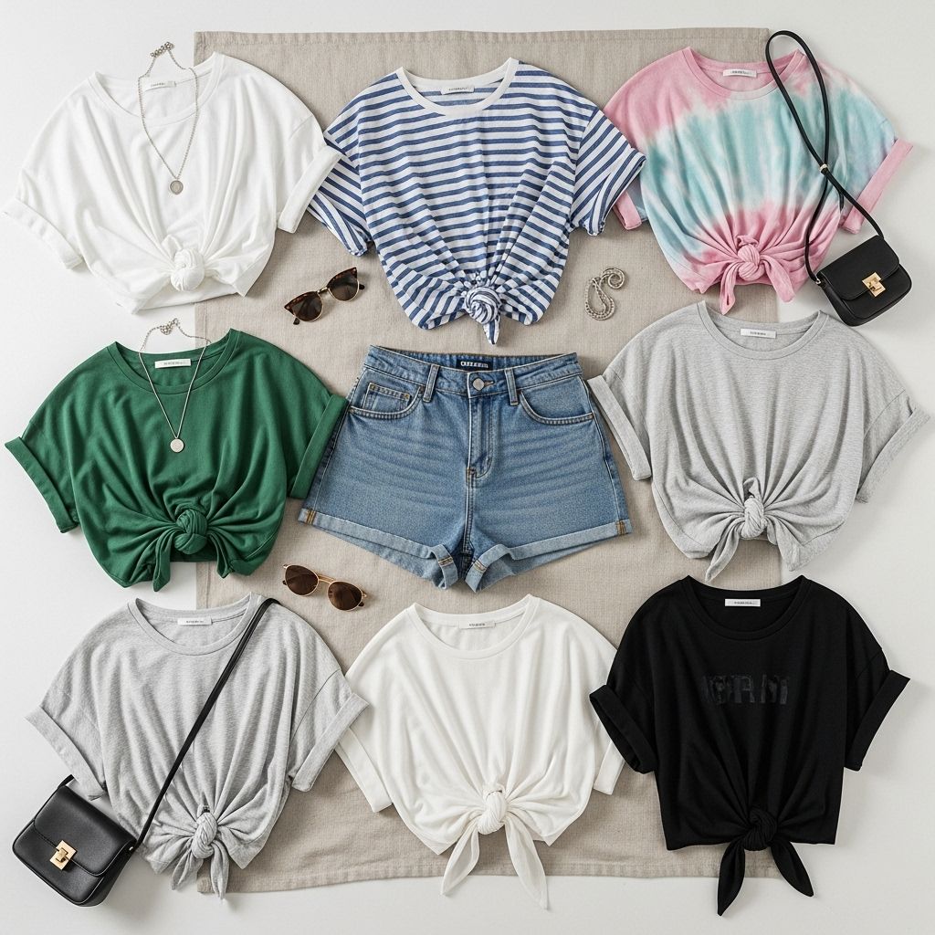 Master the art of transforming your basic T-shirt with these creative knots, tucks, and ties—no sewing required.