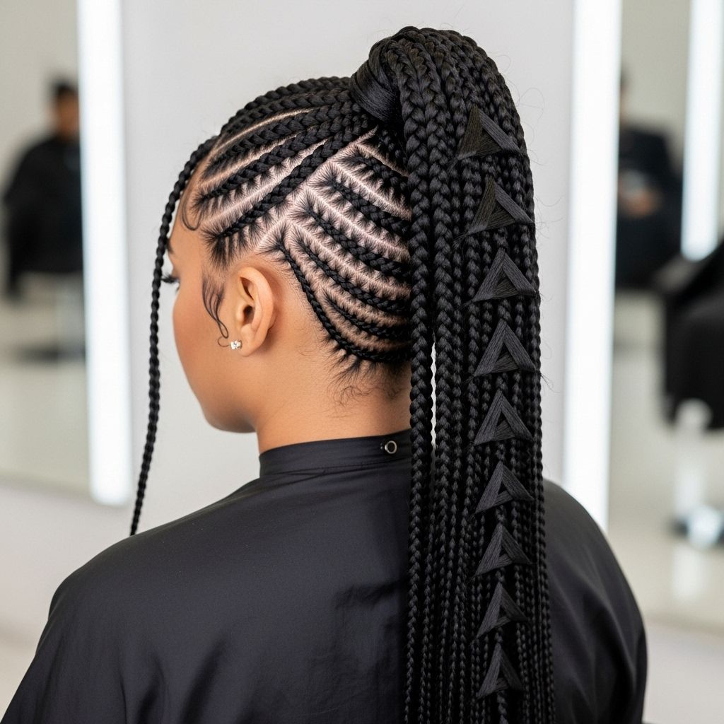 Discover the art of the stitch ponytail with mini-triangles—an elevated, chic braided style perfect for making a bold statement.