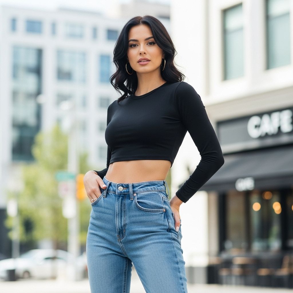 Master the art of pairing high-waisted jeans with crop tops for effortless style