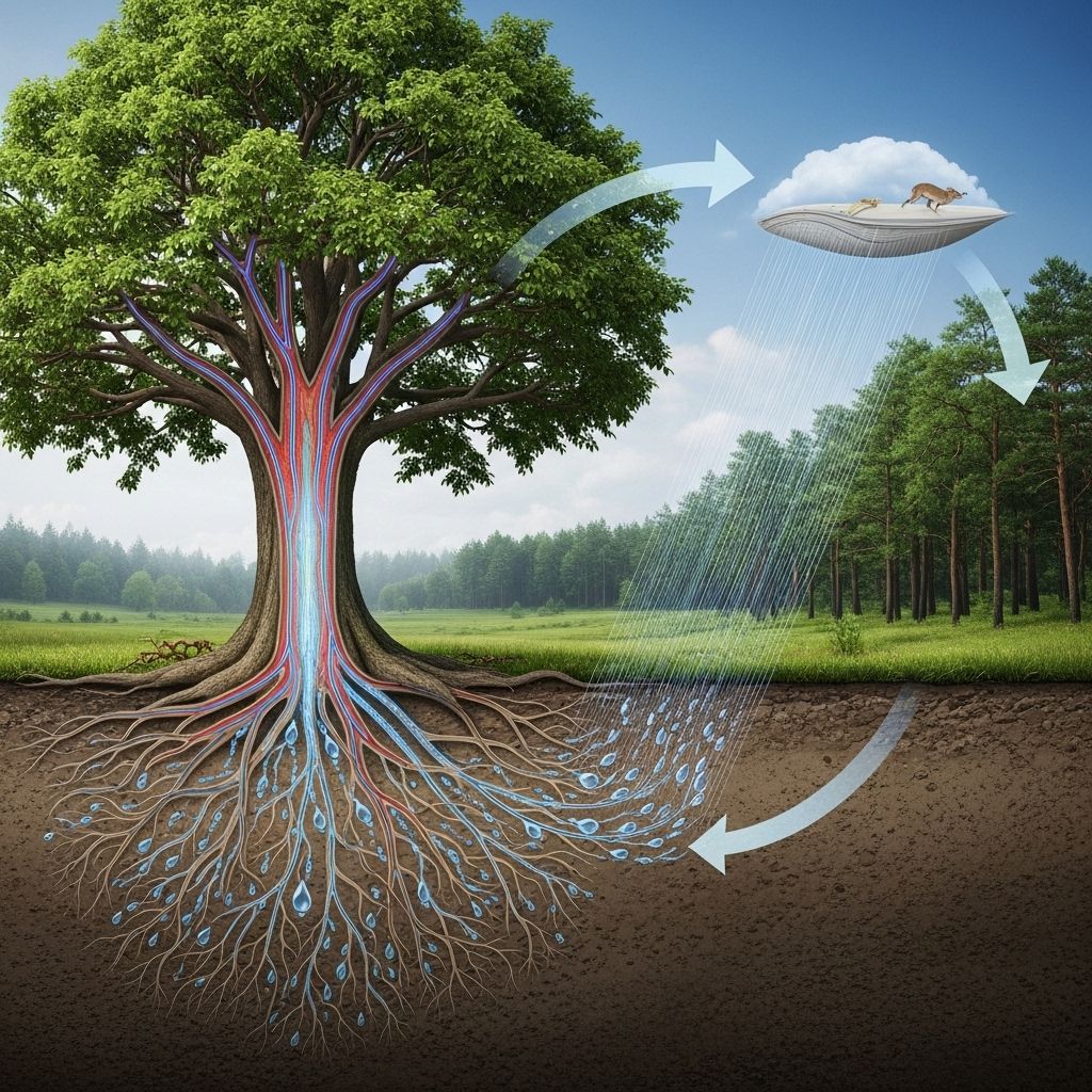 Explore the intricate water cycle in trees, from root absorption to rainmaking, and how forests fuel healthy ecosystems.