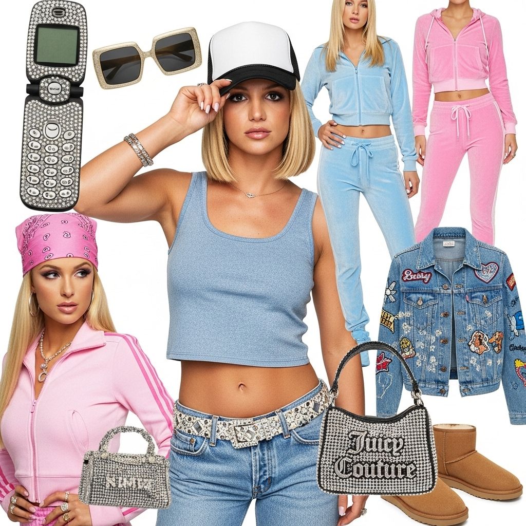 From velour tracksuits to rimless shades, re-live the unforgettable celebrity-driven trends that defined Y2K fashion.