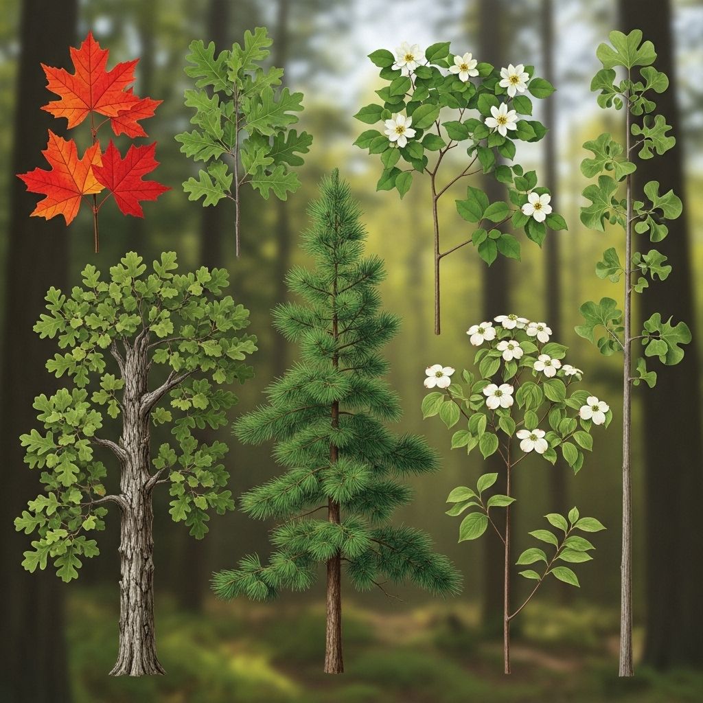 Illustrated Guide to Common Eastern U.S. Trees Discover the unique features, ecology, and cultural significance of iconic trees native to the eastern United States.