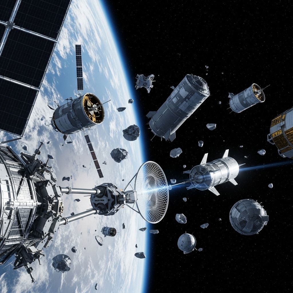 Exploring leading-edge concepts and technologies to tackle the growing challenge of space debris in Earth's orbit.