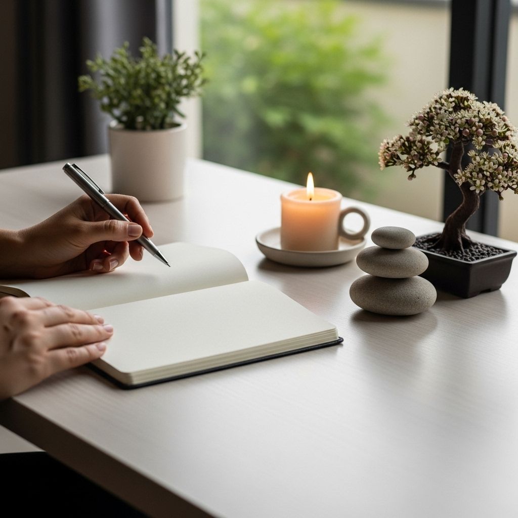 Pair reflective writing with breathing practice to spark insights and ease stress.
