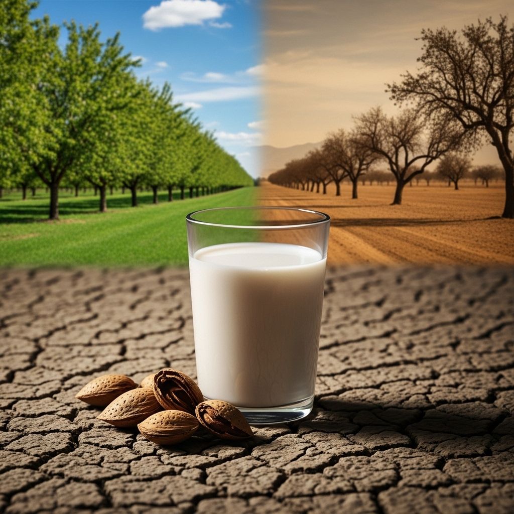 Discover the complex environmental footprint of almond milk and how it compares to dairy and other plant-based alternatives.