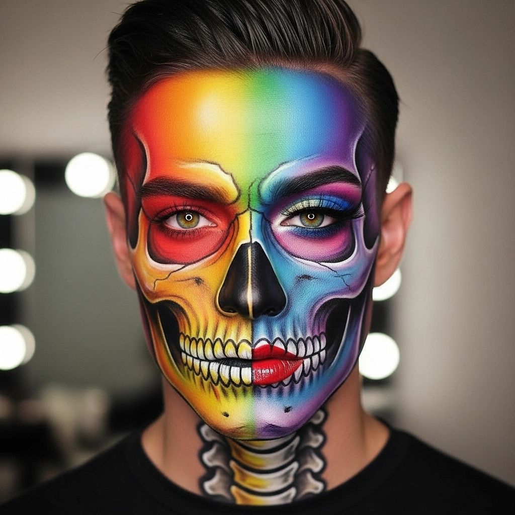 Watch as James Charles brings the iconic rainbow skull look to life, challenging even the bravest beauty fans for Halloween.