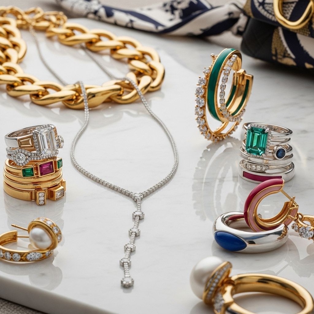 Explore 2025's definitive jewelry trends, from maximalist designs to tech-infused pieces and sustainable materials.