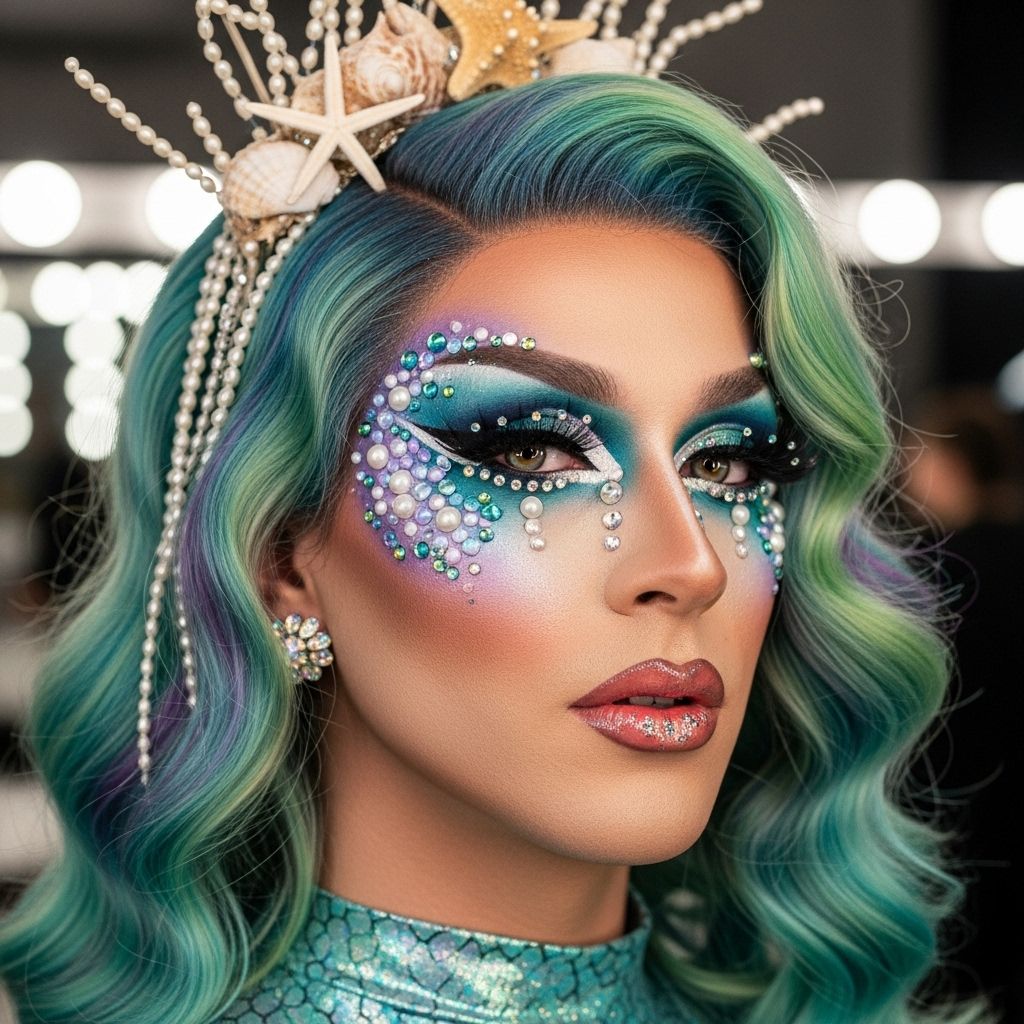Dive into Lagoona Bloo's spectacular ocean-inspired drag makeup transformation step-by-step.