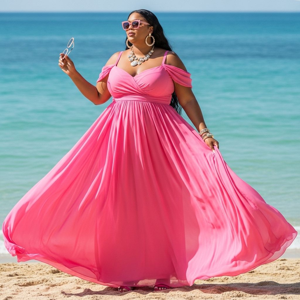 Experience Lizzo's carefree luxury: her viral pink dress, vacation vibe, and how to recreate the look for your own summer glow-up.