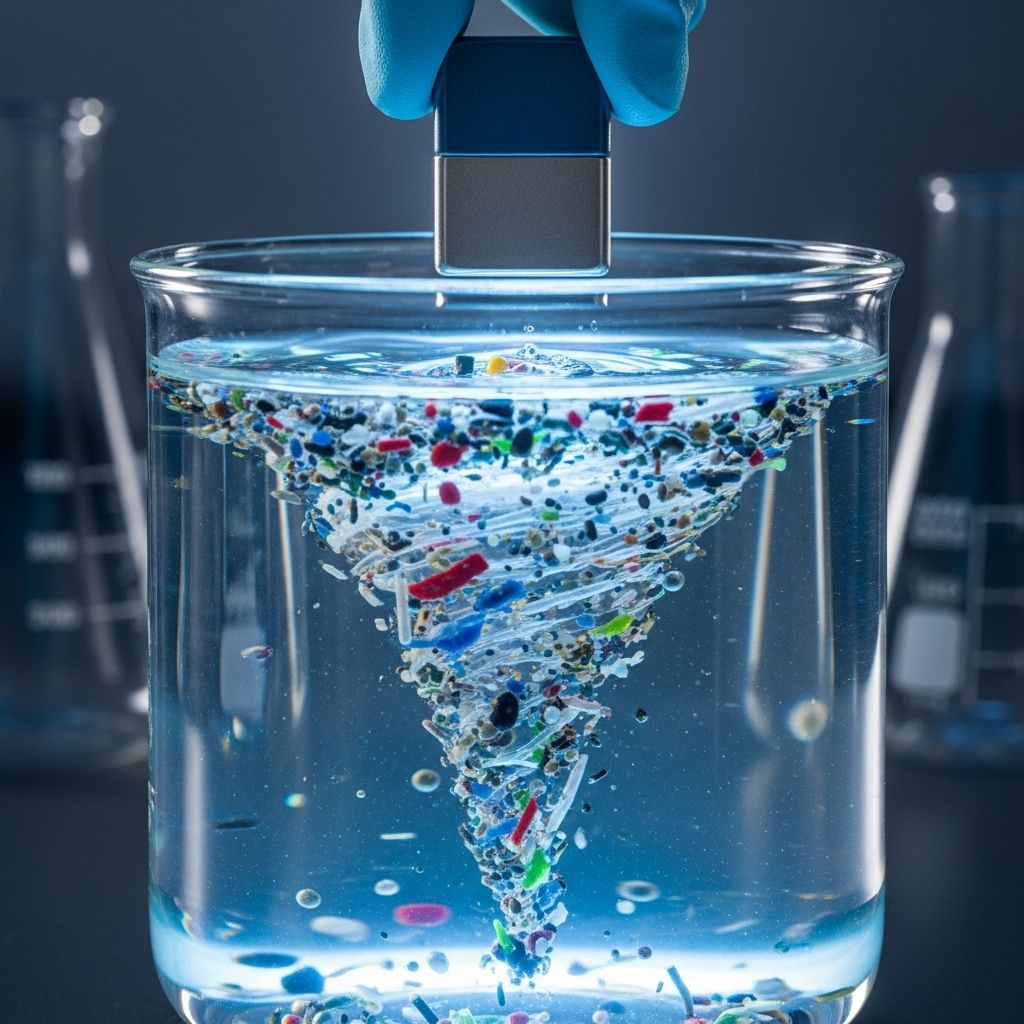 Harnessing magnetic technology to capture and remove persistent microplastics from water and safeguard our environment.