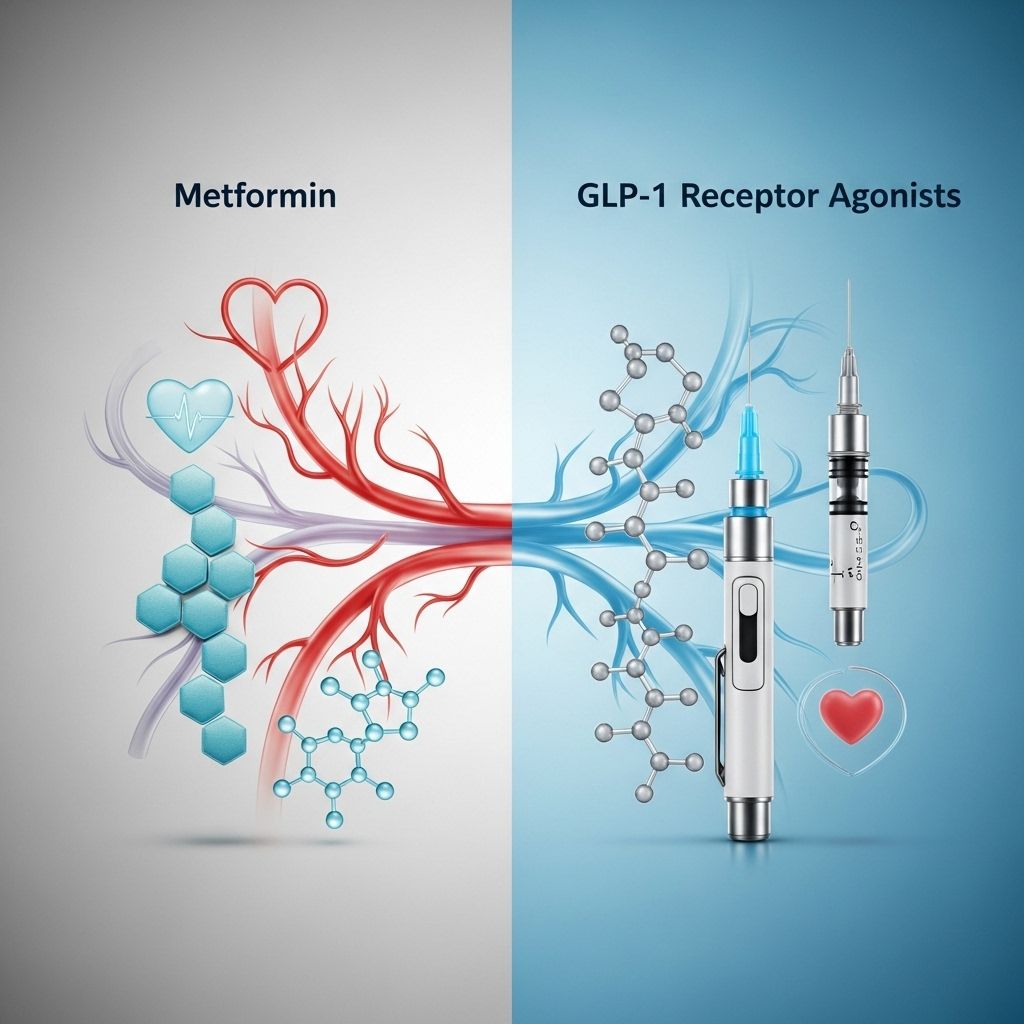 Metformin vs. GLP-1 Receptor Agonists: A Comprehensive Heart Health Comparison for Diabetes Management Evidence shows which treatment offers stronger protection against vascular risks.