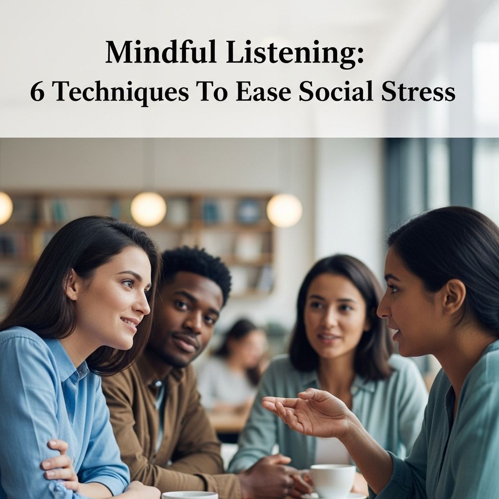 Mindful Listening to Reduce Social Stress: Techniques, Benefits, and Practical Tools Experience calmer, more meaningful conversations with attentive, non-judgmental focus.