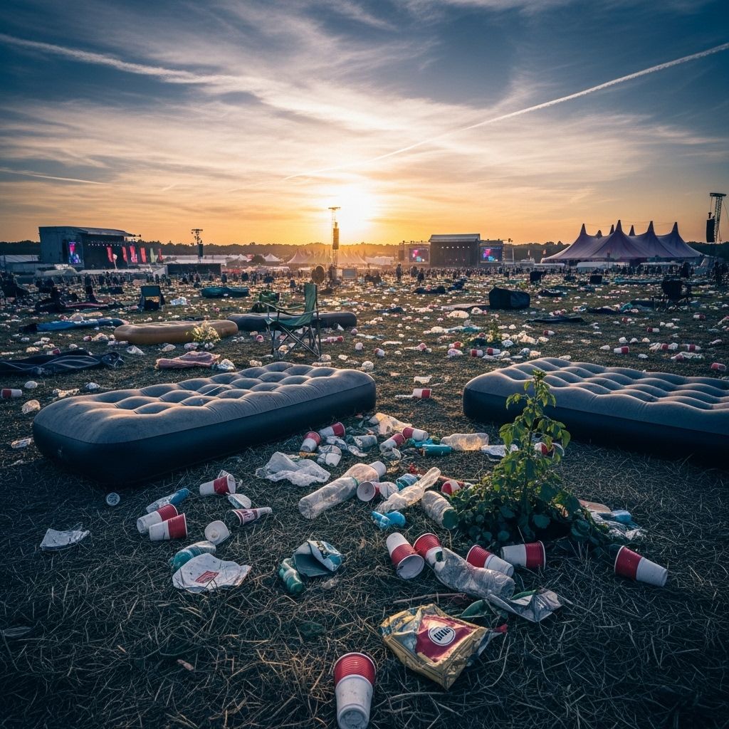 Unmasking the ecological costs behind the world’s biggest music events and reviewing attempts at sustainability.