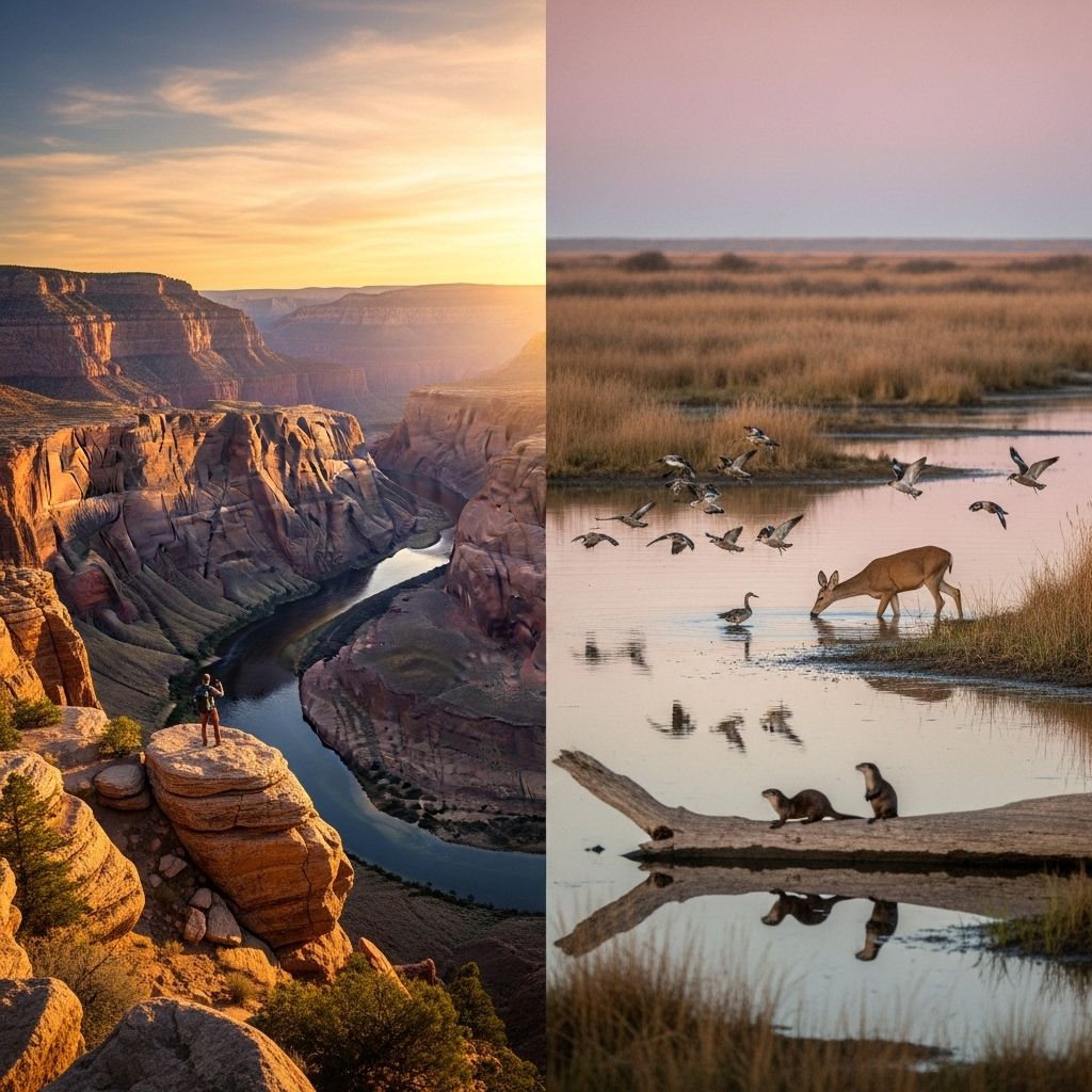 Uncover the crucial contrasts and complementary missions of parks and refuges in America's protected landscapes.