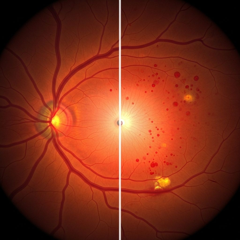 Understanding the visual differences, risk factors, symptoms, and treatments for diabetic retinopathy and protecting vision in diabetes.