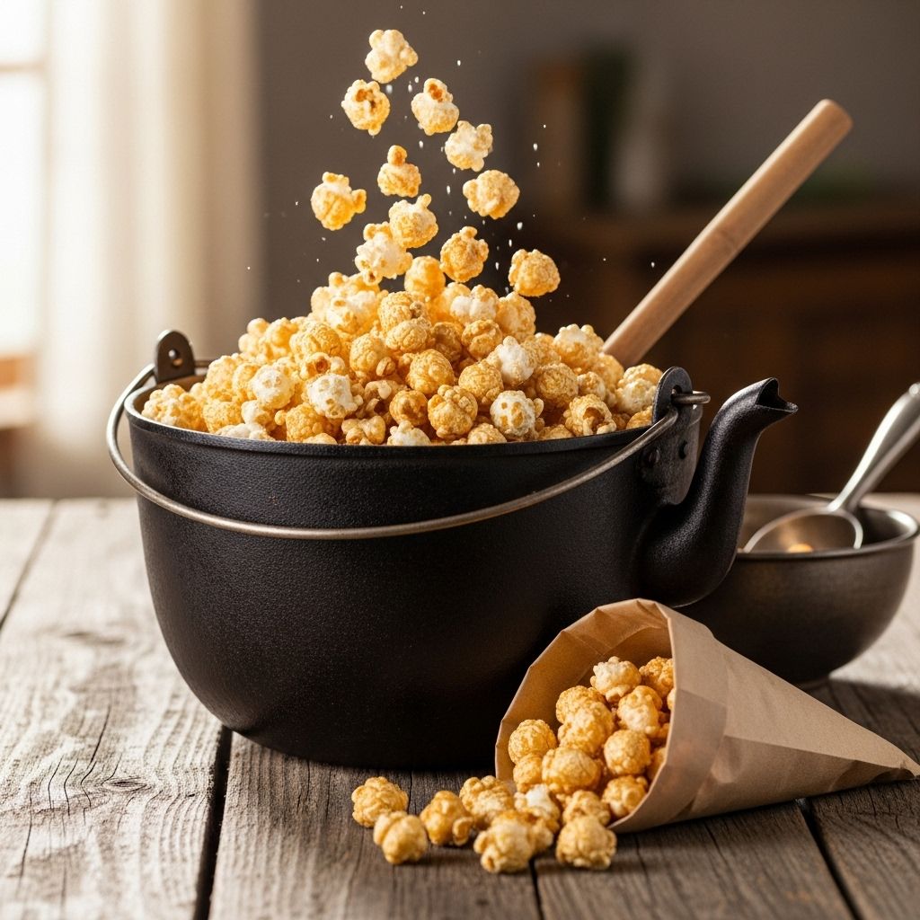 Old-Fashioned Kettle Corn: Sweet & Salty Perfection at Home Make irresistible, crunchy, old-fashioned kettle corn at home with simple ingredients and easy stovetop instructions your family will love.