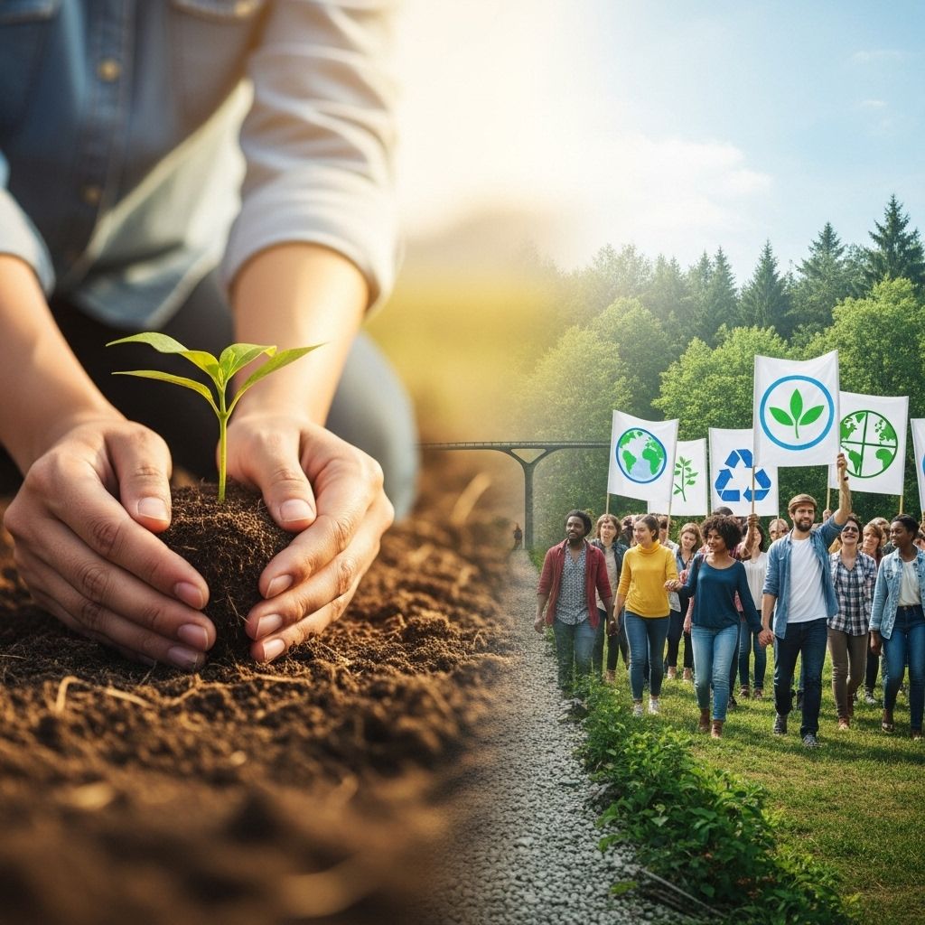 Explore the crucial roles of individual habits and collective systemic change in advancing environmental sustainability.