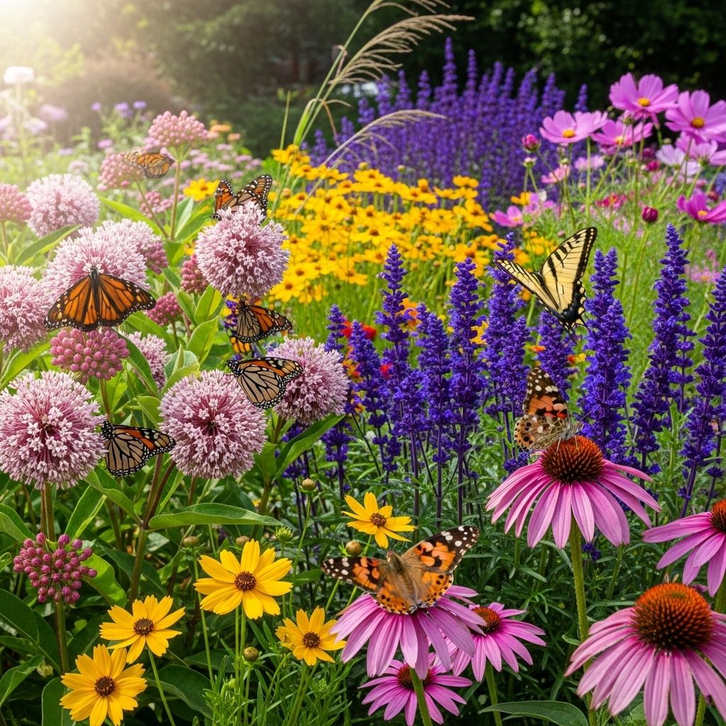 Create a vibrant butterfly oasis with native plants that support butterflies at every life stage, enhancing pollinator diversity.