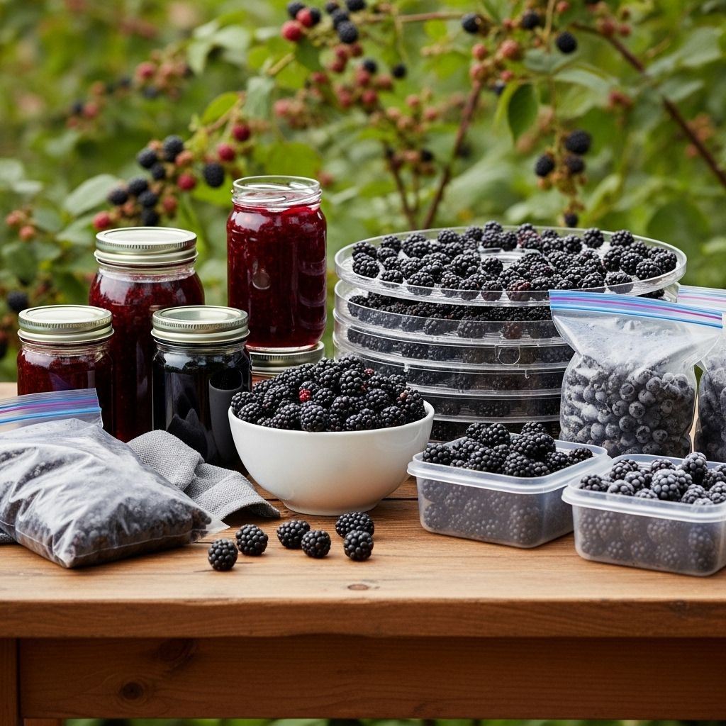 Master effortless ways to harvest, handle, and preserve blackberries from your food forest for year-round enjoyment.