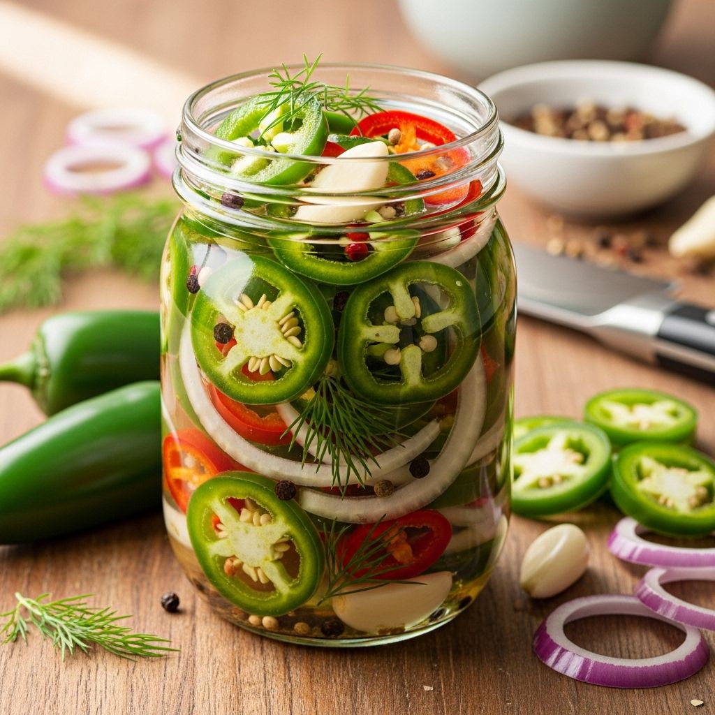 A simple brine infuses sliced chilies with sweet heat and vibrant flavor for versatile homemade toppings.