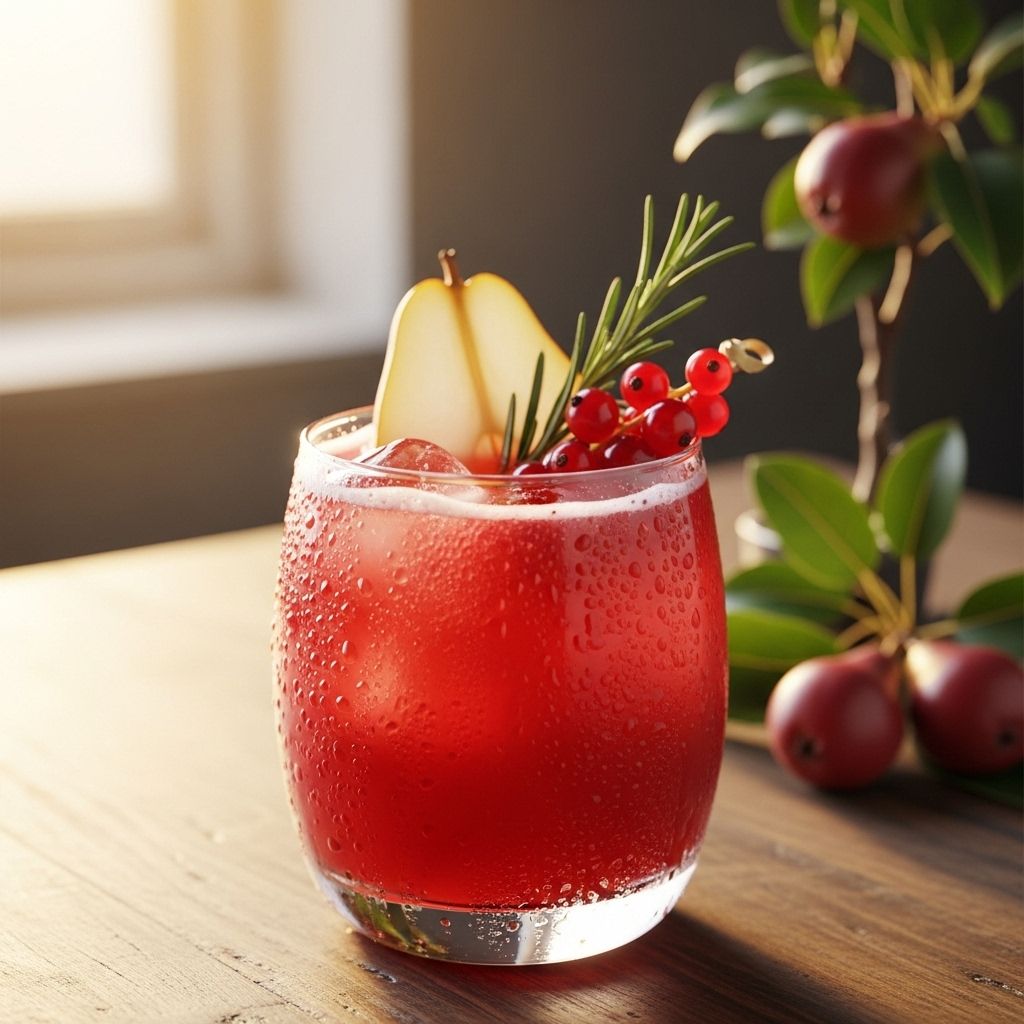 Elevate any gathering with this vibrant, naturally tangy Red Pear Shrub Spritz—a celebration in every glass.