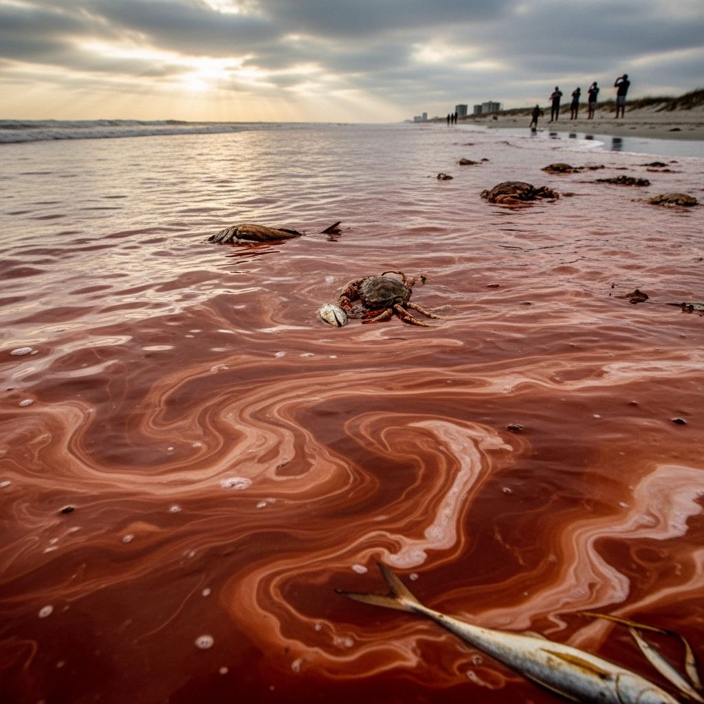 Uncover the science, impact, and safety concerns of red tides and harmful algal blooms along coastlines.