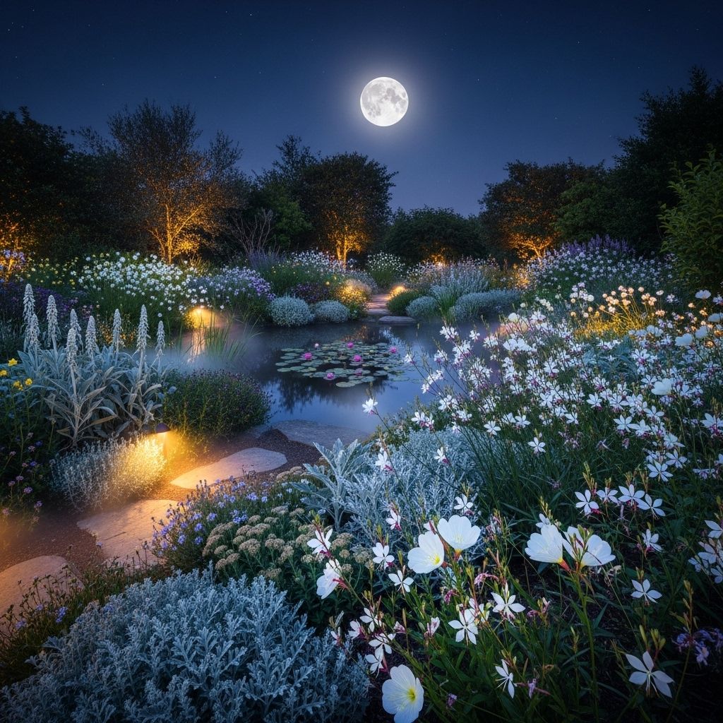 Explore how to create a striking and sustainable moonlight garden with regional native plants that glow under the night sky.