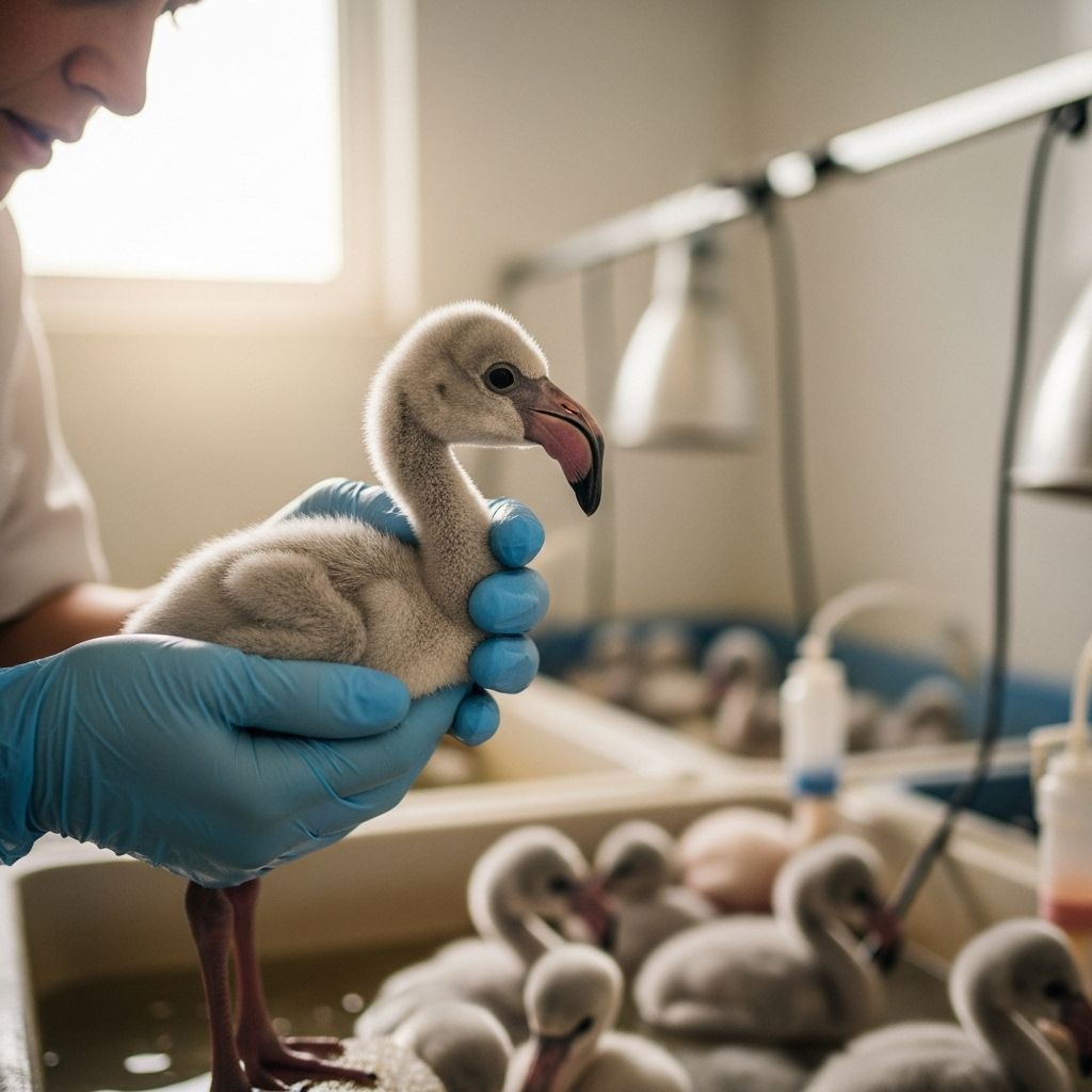 Inside the race to rescue, nurture, and release thousands of abandoned flamingo chicks in South Africa’s historic wildlife rescue.