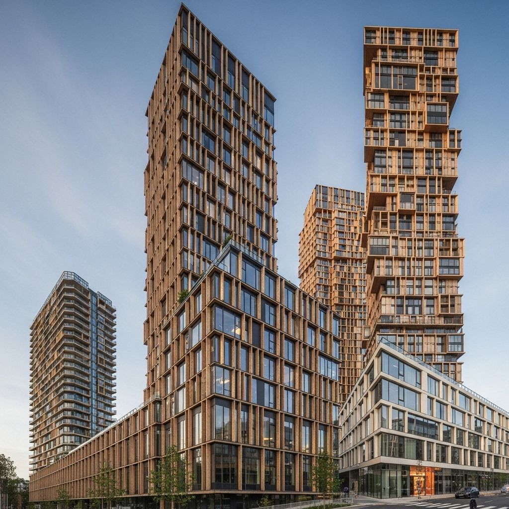 Exploring the growth, advantages, and hurdles of tall mass timber construction in modern architecture.