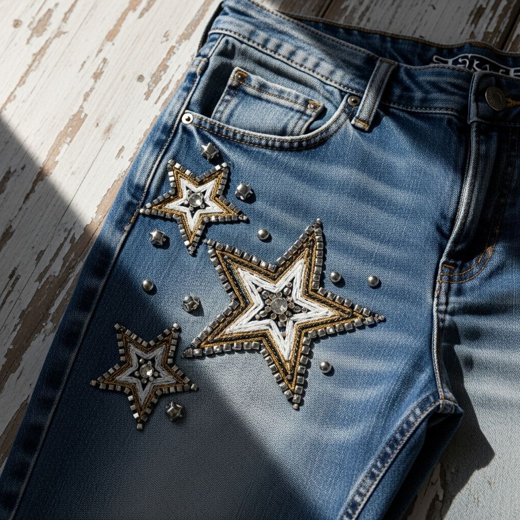 Sabrina Carpenter steps out in star-studded NiiHAi jeans, fueling the Y2K-inspired rhinestone denim revival that’s everywhere this season.