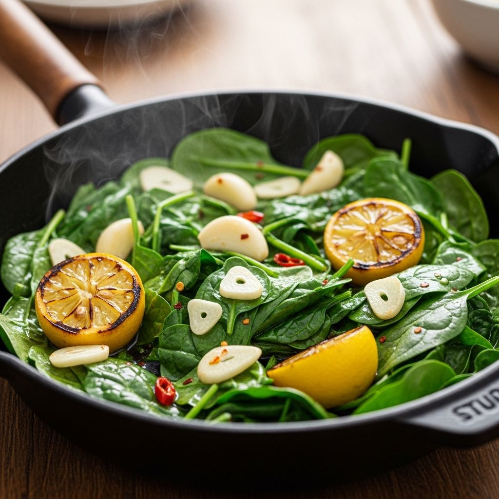 A vibrant, quick-to-make spinach side dish with fresh garlic and lemon that brings nutritious greens and bright flavor to any meal.