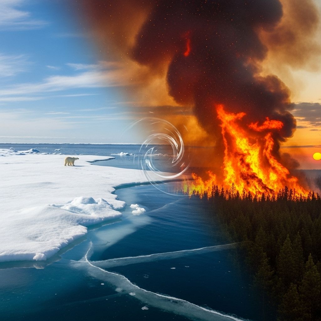 Emerging research reveals how declining Arctic sea ice drives more extreme wildfires across North America and Eurasia.