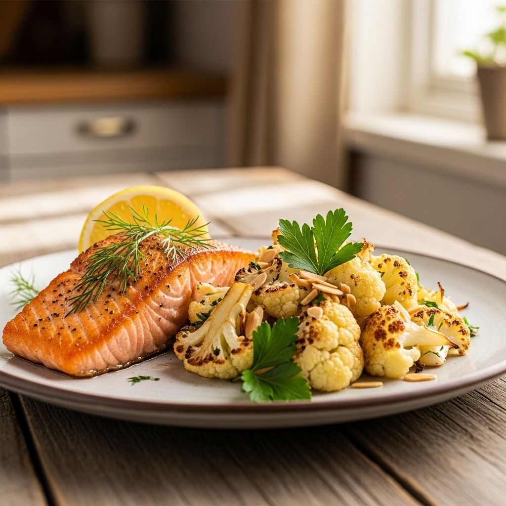 Discover how buttery, pan-seared salmon paired with antioxidant-rich roasted cauliflower creates a simple, brain-healthy meal inspired by the MIND diet.