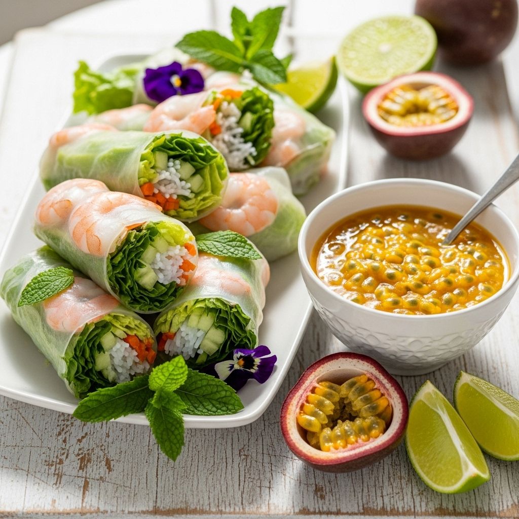 Light, refreshing, and bursting with tropical flavor, these shrimp summer rolls make a perfect meal or appetizer for any warm-weather occasion.
