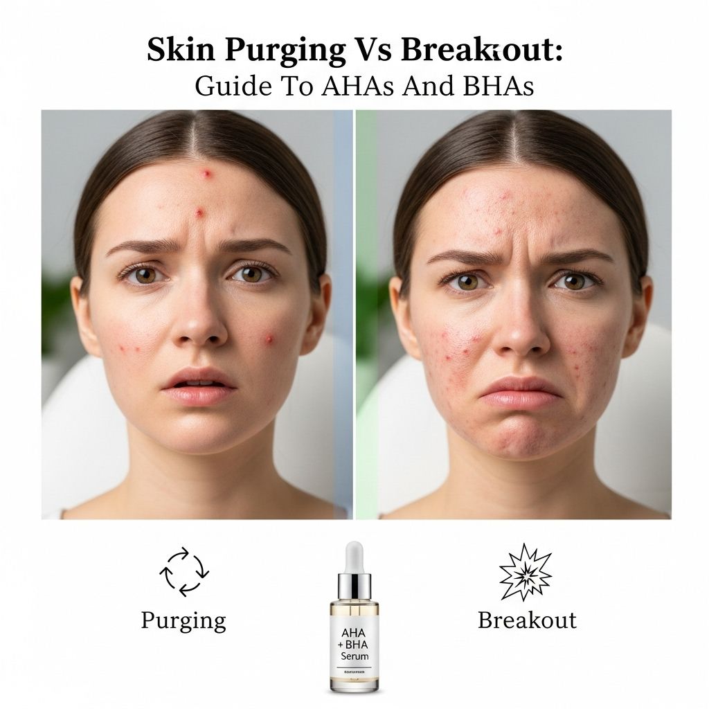 Skin Purging vs Breakout: How AHAs and BHAs Reveal the True State of Your Skin Early surface blemishes may indicate clogged pores clearing ahead of improved clarity.
