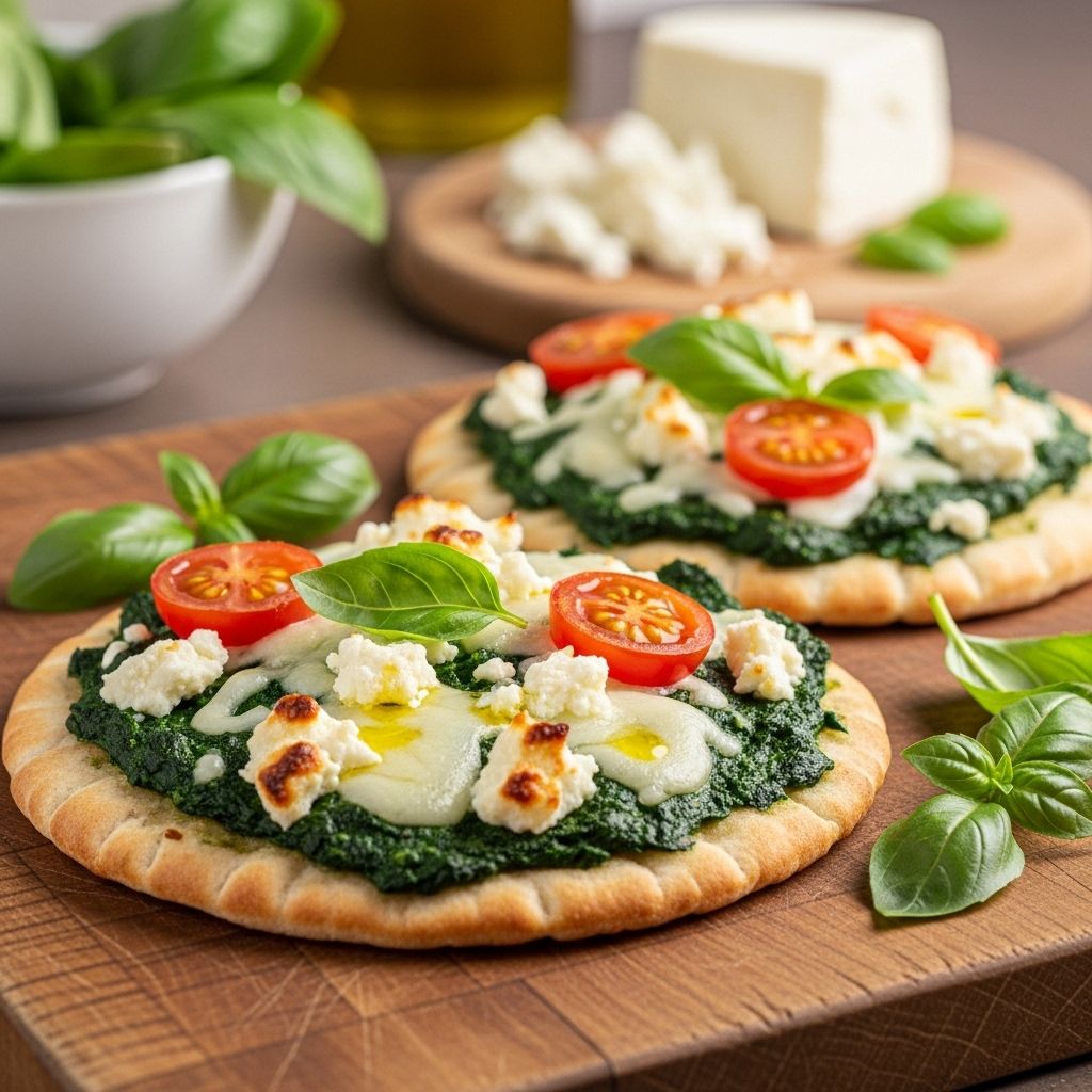 Easy Spinach and Cheese Pita Pizzas: A Nutritious Twist Enjoy quick, wholesome pita pizzas loaded with spinach, creamy cheese, and vibrant flavors for the ultimate healthy weeknight meal.