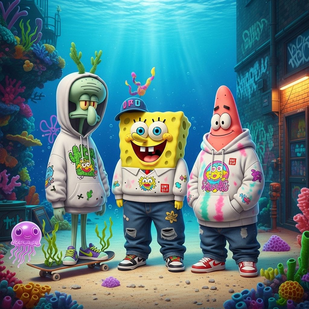 Dive into the playful streetwear collaboration blending SpongeBob SquarePants, Cactus Plant Flea Market, and Uniqlo in a bold, collectible capsule.