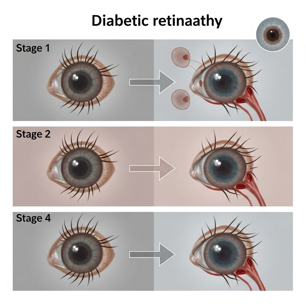 Understanding the Stages of Diabetic Retinopathy: Progression, Symptoms, and Treatment Get a comprehensive look at the stages of diabetic retinopathy, from early signs to advanced complications and modern treatment options.