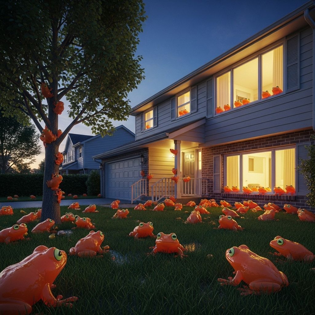 Explore the reasons behind sudden indoor and outdoor frog gatherings, what sticky orange frogs really are, and how to respond ethically and sustainably.