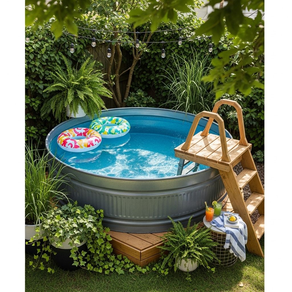 Stock Tank Pools: The Trendy Backyard Oasis You Can DIY A galvanized trough can convert a compact outdoor area into a stylish cooling haven.