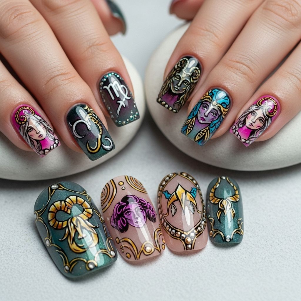 Discover summery nail looks tailored to each zodiac sign, blending cosmic guidance with stylish, playful designs just for you.