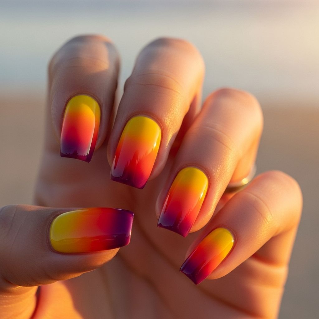 Transform your nails into breathtaking sunsets with step-by-step ombre tutorials and vivid color inspiration.