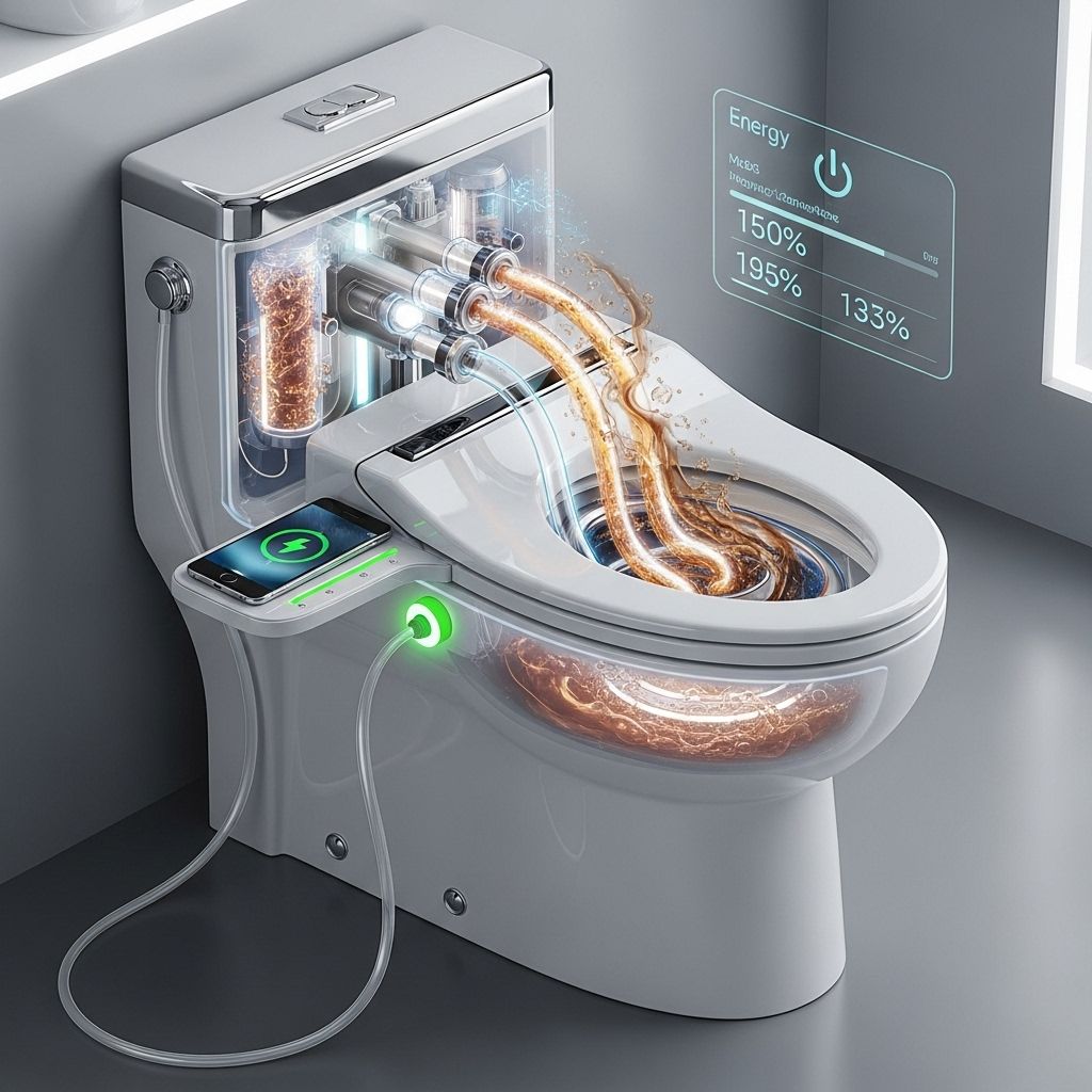 Exploring the science and future of toilets that turn human waste into electricity, water, and mobile phone power.