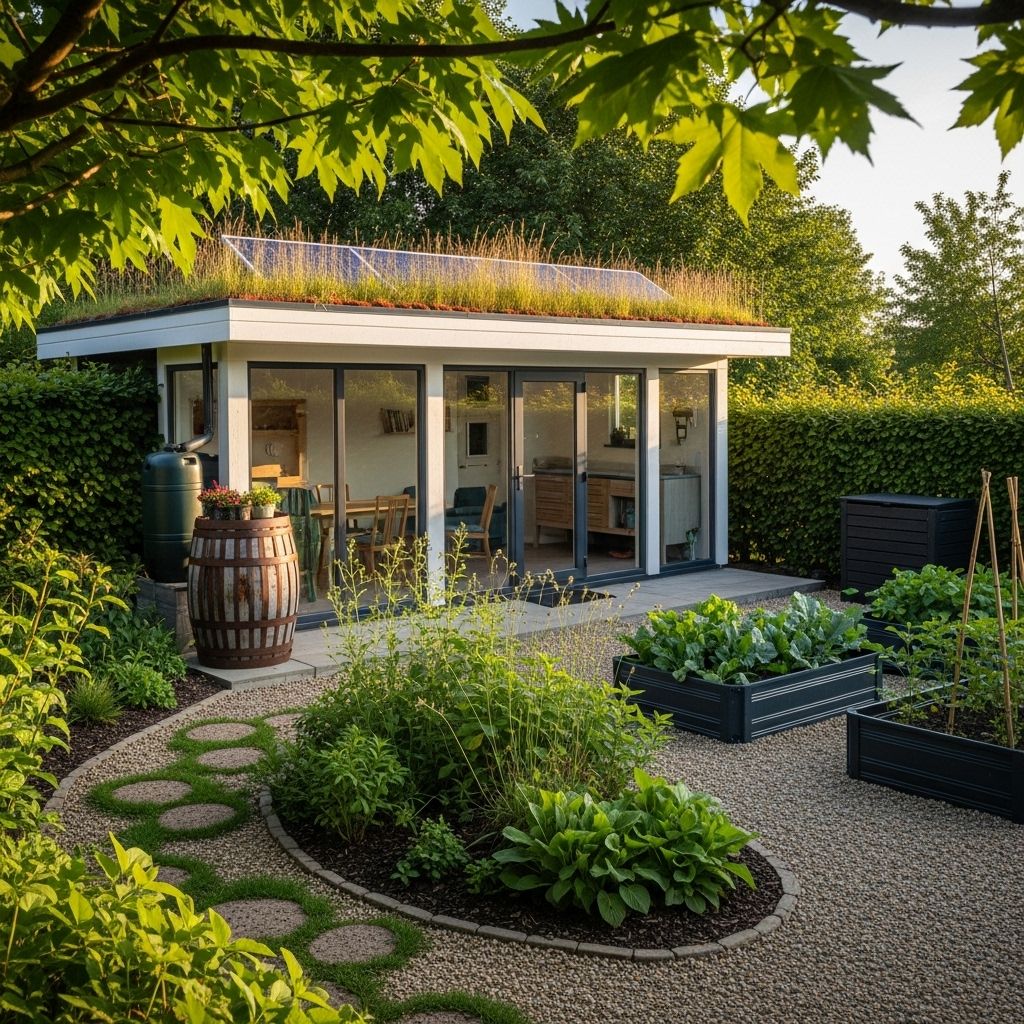 Design environmentally responsible garden buildings with smart material choices, efficient energy solutions, and eco-friendly landscaping.