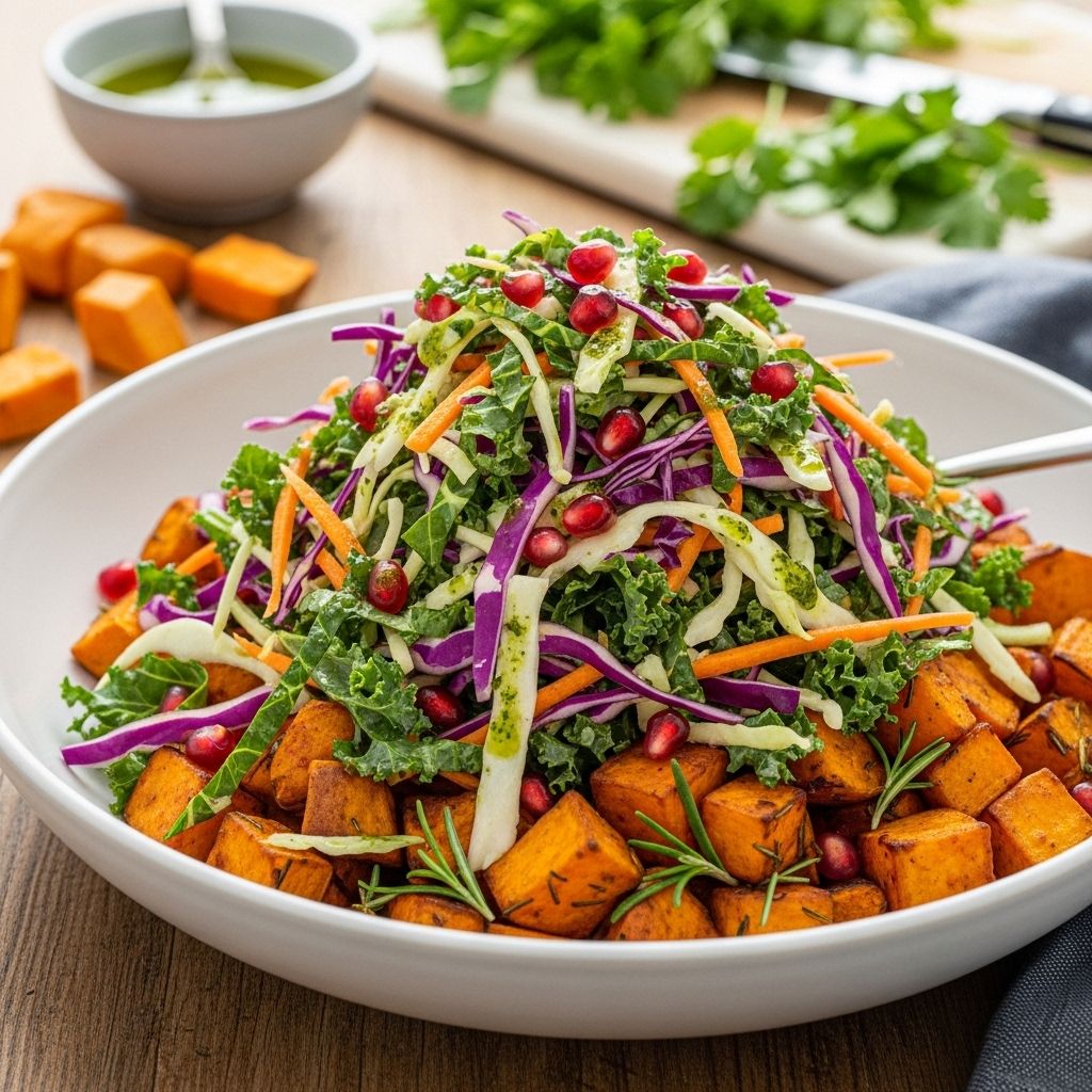 Wholesome sweet potatoes meet a vibrant, shredded salad—delicious, filling, and loaded with nutrients for every plate.