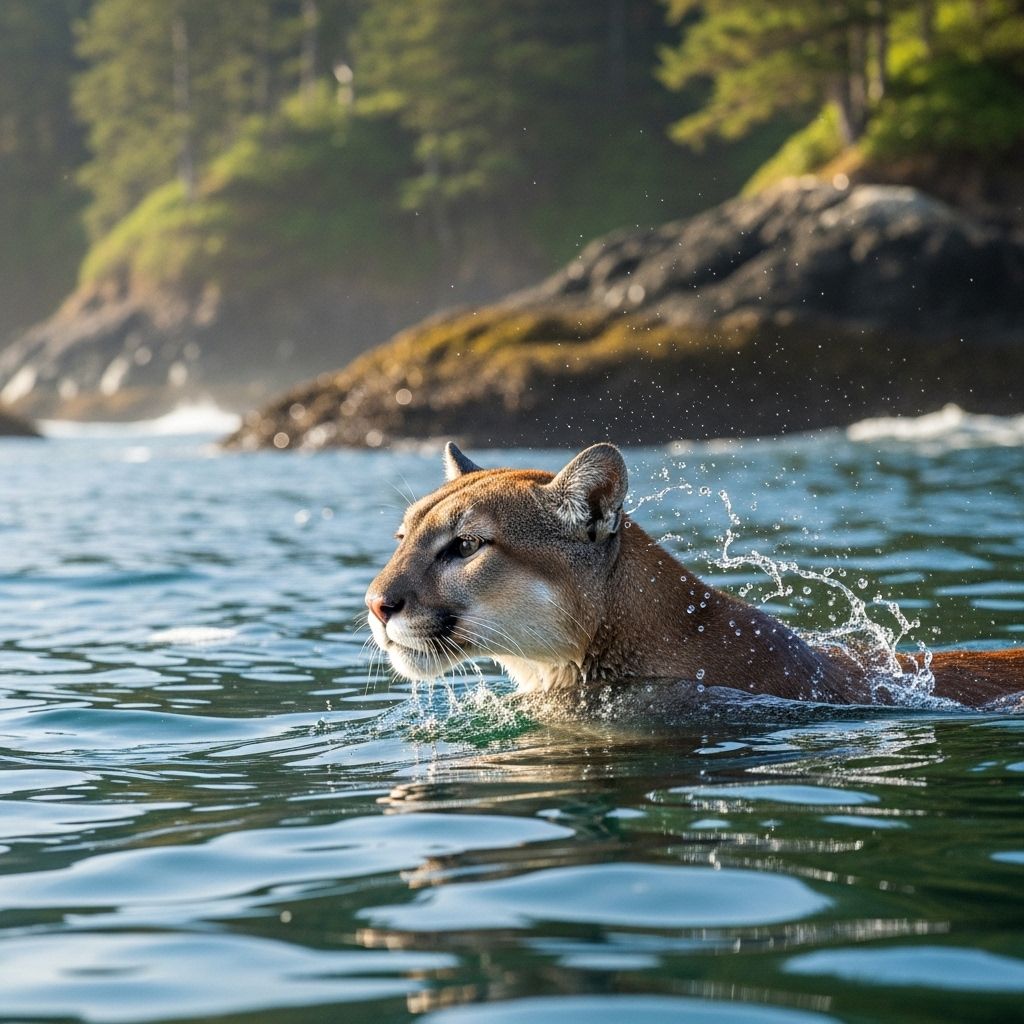 How cougars are defying expectations by swimming between islands in the Pacific Northwest, reshaping our understanding of feline mobility and ecosystem connectivity.