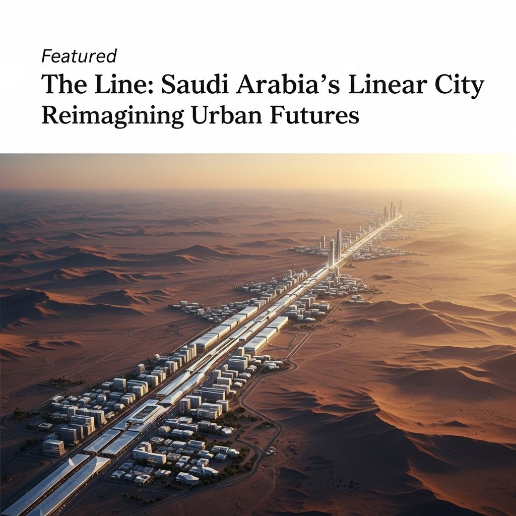 Saudi Arabias The Line confronts urban challenges by compressing nine million people into a 170-kilometer mirrored city in the desert.
