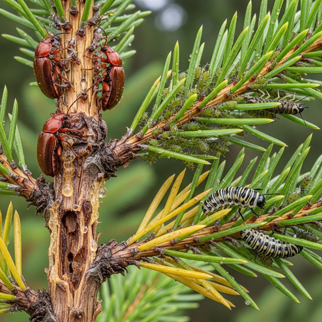 Learn about the most destructive insects threatening conifer trees, their habits, signs of infestation, and prevention strategies.