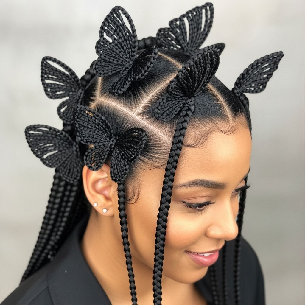 Level up your protective styles with step-by-step tips for stunning triangle-parted butterfly braids.